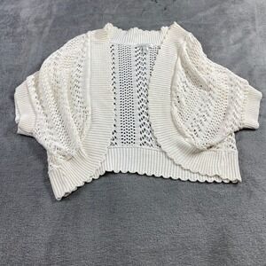 Amanda Lane Shrug Womens 2X Cream Crochet Pointelle Knit Bolero Short Sleeve USA